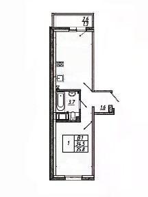 Продается 1-комн. квартира, 34,3 м²