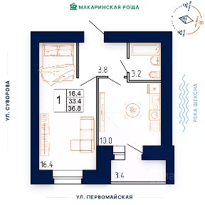 Сдается 1-комн. квартира, 53,6 м²