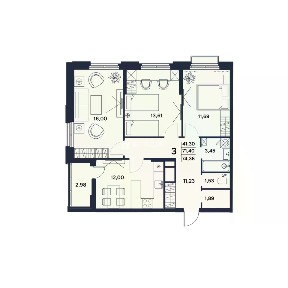 Продается 3-комн. квартира, 74,38 м²