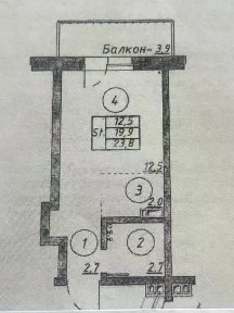 Продается студия, 23,8 м²