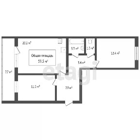Продается 2-комн. квартира, 60 м²