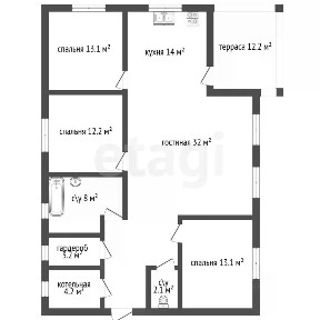 Продается 1-этажный дом, 135 м²