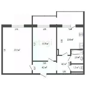 Продается 2-комн. квартира, 55,1 м²