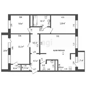 Продается 4-комн. квартира, 91,3 м²
