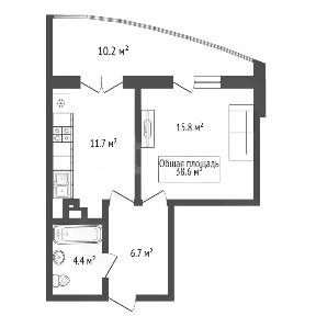 Продается 1-комн. квартира, 38,6 м²
