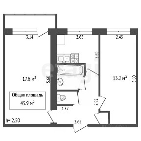 Продается 2-комн. квартира, 45,9 м²