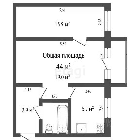 Продается 2-комн. квартира, 46,2 м²