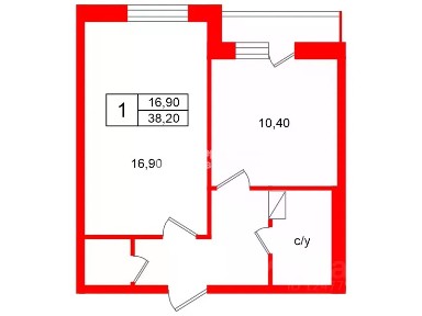 Продается 1-комн. квартира, 38,2 м²