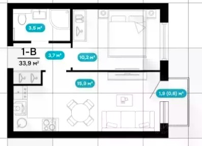 Продается 1-комн. квартира, 33,4 м²
