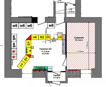 Сдается торговая площадь, 16,4 м²