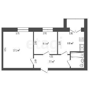 Продается 2-комн. квартира, 45,2 м²