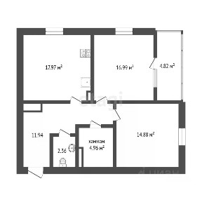 Продается 2-комн. квартира, 69,2 м²