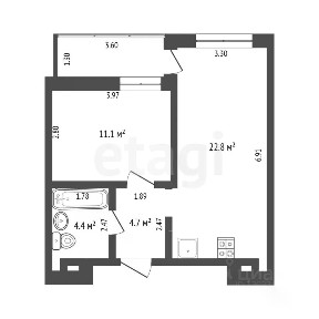 Продается 1-комн. квартира, 39,7 м²