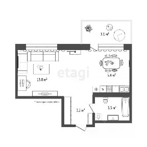 Продается студия, 24,9 м²