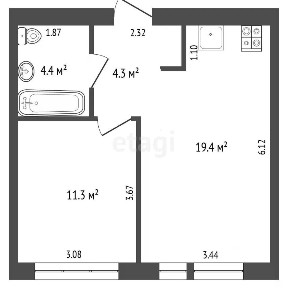 Продается 1-комн. квартира, 32,6 м²