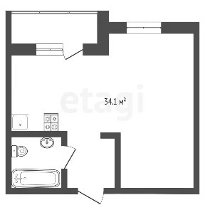 Продается студия, 33,5 м²