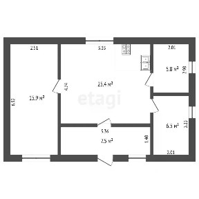 Продается 1-этажный дом, 61,1 м²