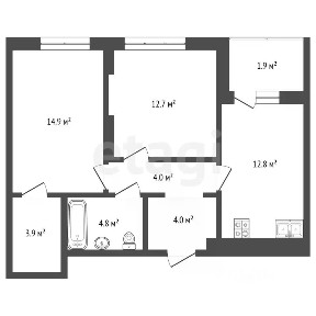 Продается 2-комн. квартира, 57,6 м²
