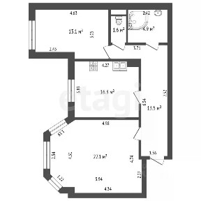 Продается 2-комн. квартира, 76,5 м²