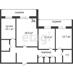 Продается 3-комн. квартира, 77 м²