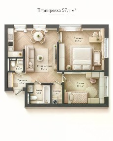 Продается 2-комн. квартира, 57,1 м²
