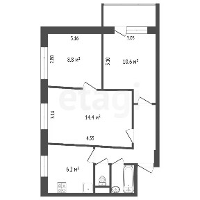 Продается 3-комн. квартира, 49,4 м²