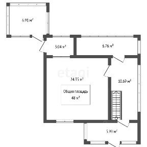 Продается 2-этажный дом, 48 м²