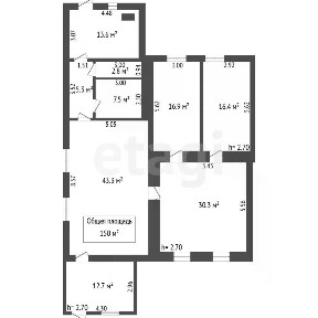 Продается 1-этажный дом, 150 м²