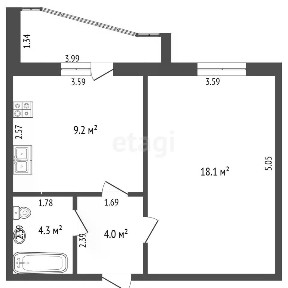 Продается 1-комн. квартира, 35,6 м²