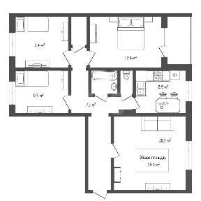 Продается 4-комн. квартира, 78 м²