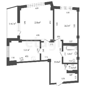 Продается 2-комн. квартира, 73,9 м²
