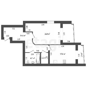 Продается 1-комн. квартира, 64,2 м²