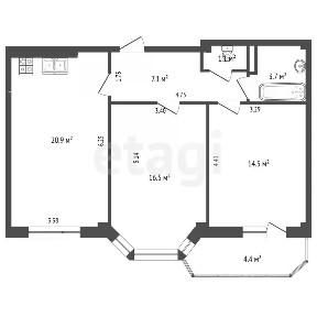Продается 2-комн. квартира, 63,8 м²
