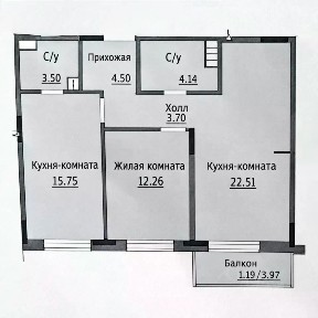 Продается 2-комн. квартира, 64,9 м²
