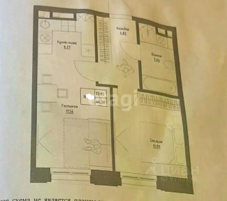 Продается 1-комн. квартира, 44,38 м²