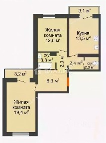 Продается 2-комн. квартира, 64,1 м²