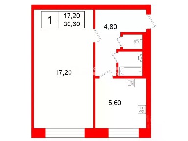 Сдается 1-комн. квартира, 30,6 м²