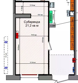 Сдается торговая площадь, 21,2 м²