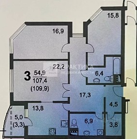 Продается 3-комн. квартира, 107,2 м²