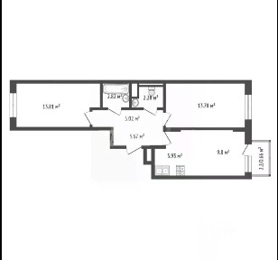 Продается 2-комн. квартира, 56,9 м²