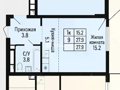Продается студия, 28 м²
