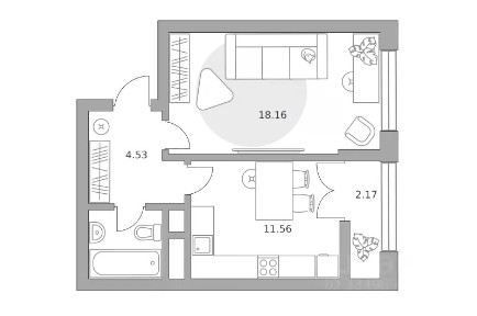 Продается 1-комн. квартира, 39,42 м²