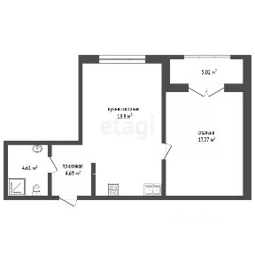 Продается 1-комн. квартира, 47,88 м²