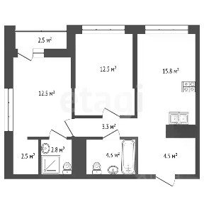Продается 2-комн. квартира, 60,7 м²