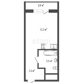 Продается студия, 18 м²
