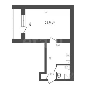 Продается 1-комн. квартира, 34,6 м²