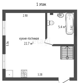 Продается 2-этажный дом, 55,8 м²