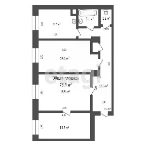 Продается 3-комн. квартира, 73,9 м²
