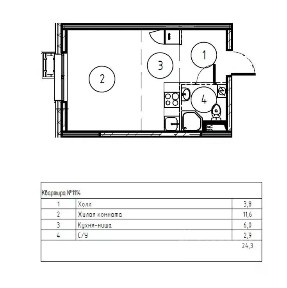 Продается студия, 24,3 м²