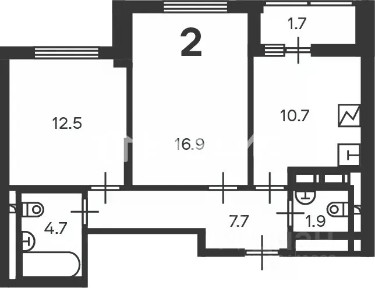 Продается 2-комн. квартира, 54,4 м²